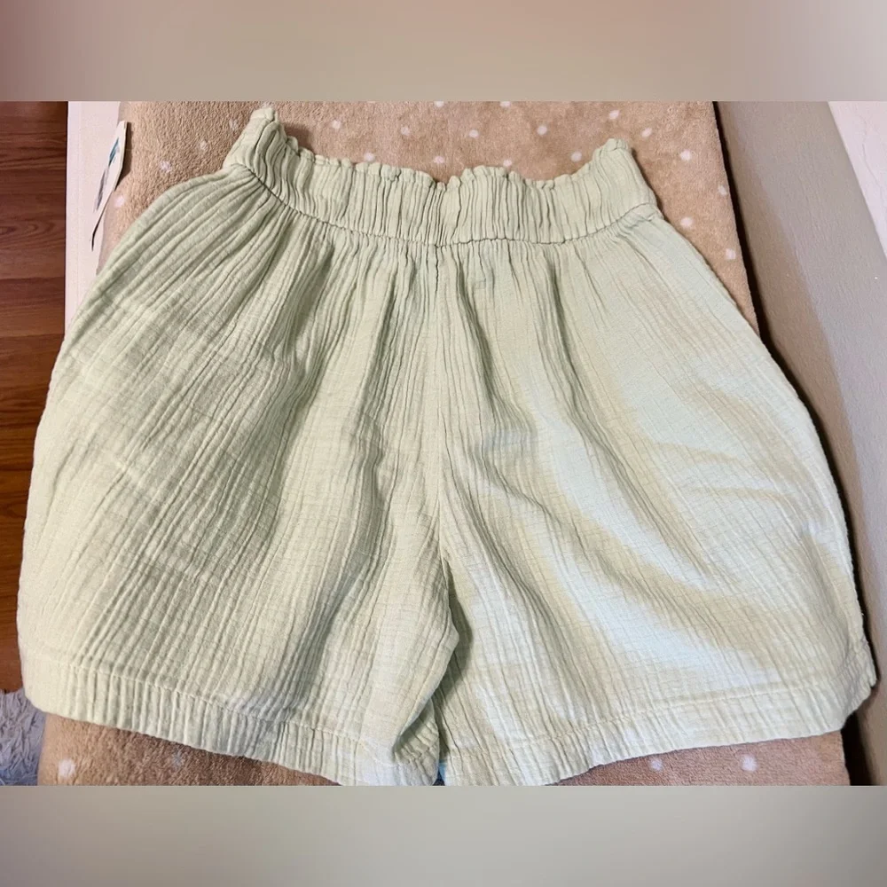 New w/ Tags Women's Wonderly High Waist Cotton Gauze Shorts Sz S Hazy Sage Color - Picture 3 of 9